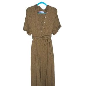 Free People Beach Rust Yellow Short Sleeve Wide Leg Jumpsuit